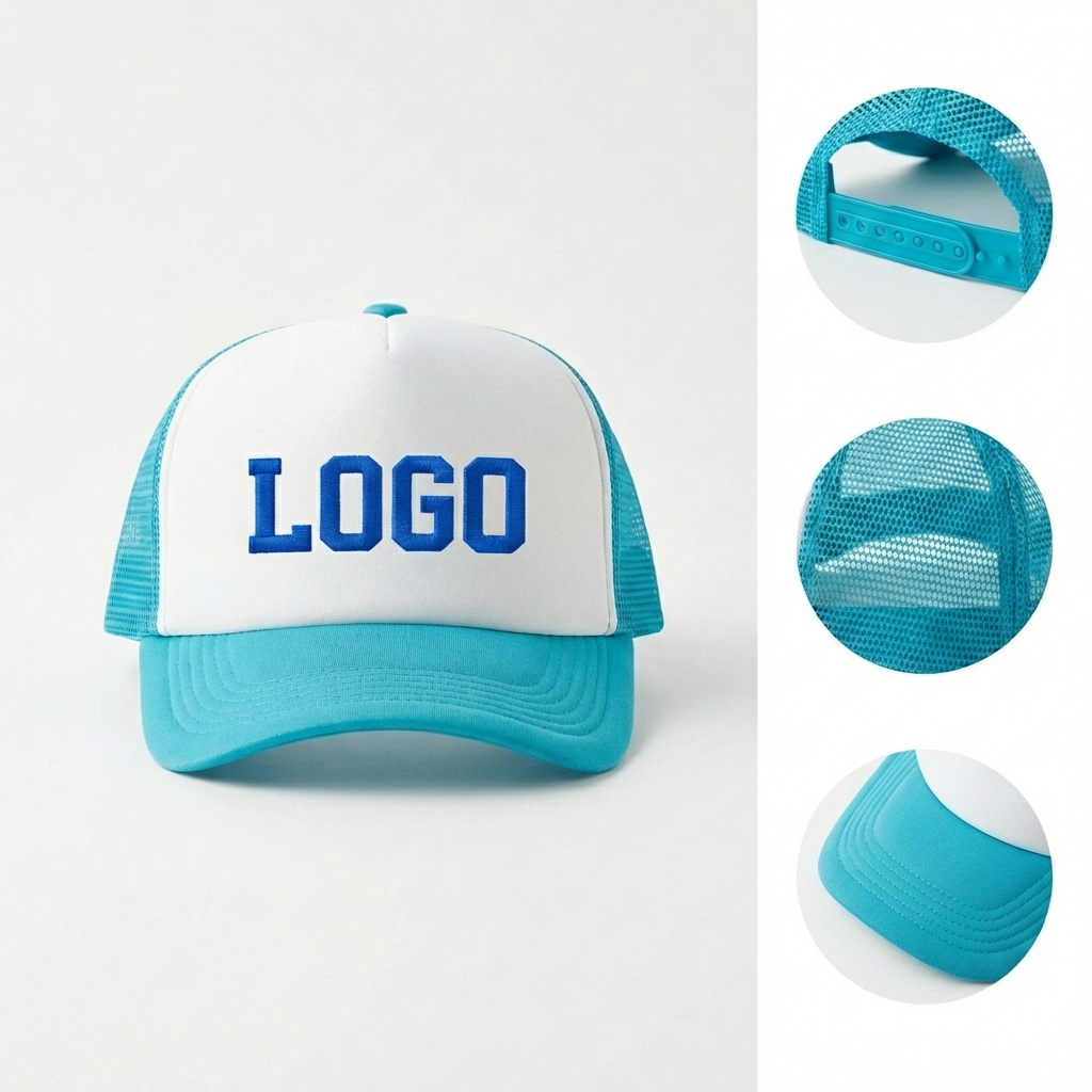 Two-Tone Mesh Back Trucker Cap with Adjustable Snapback Closure