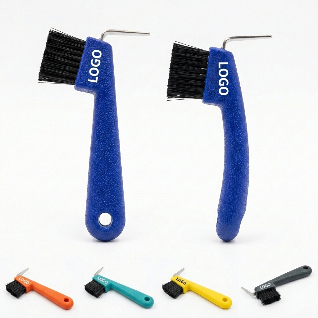 Professional Equestrian Hoof Pick and Heavy-Duty Bristle Cleaning Brush