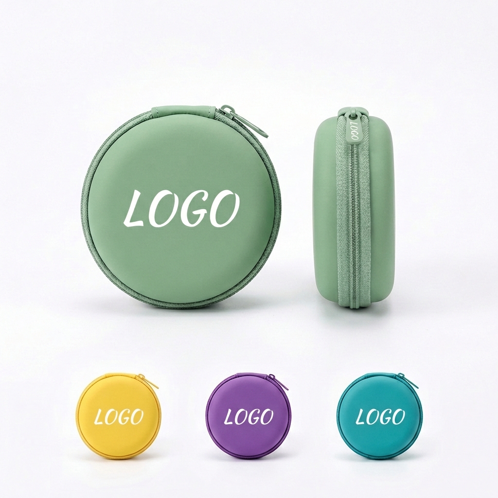 Portable Circular EVA Zippered Case for Tech Accessories