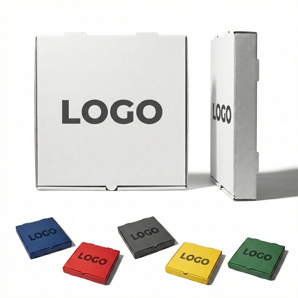 Corrugated Cardboard Pizza Packaging with Branding Area