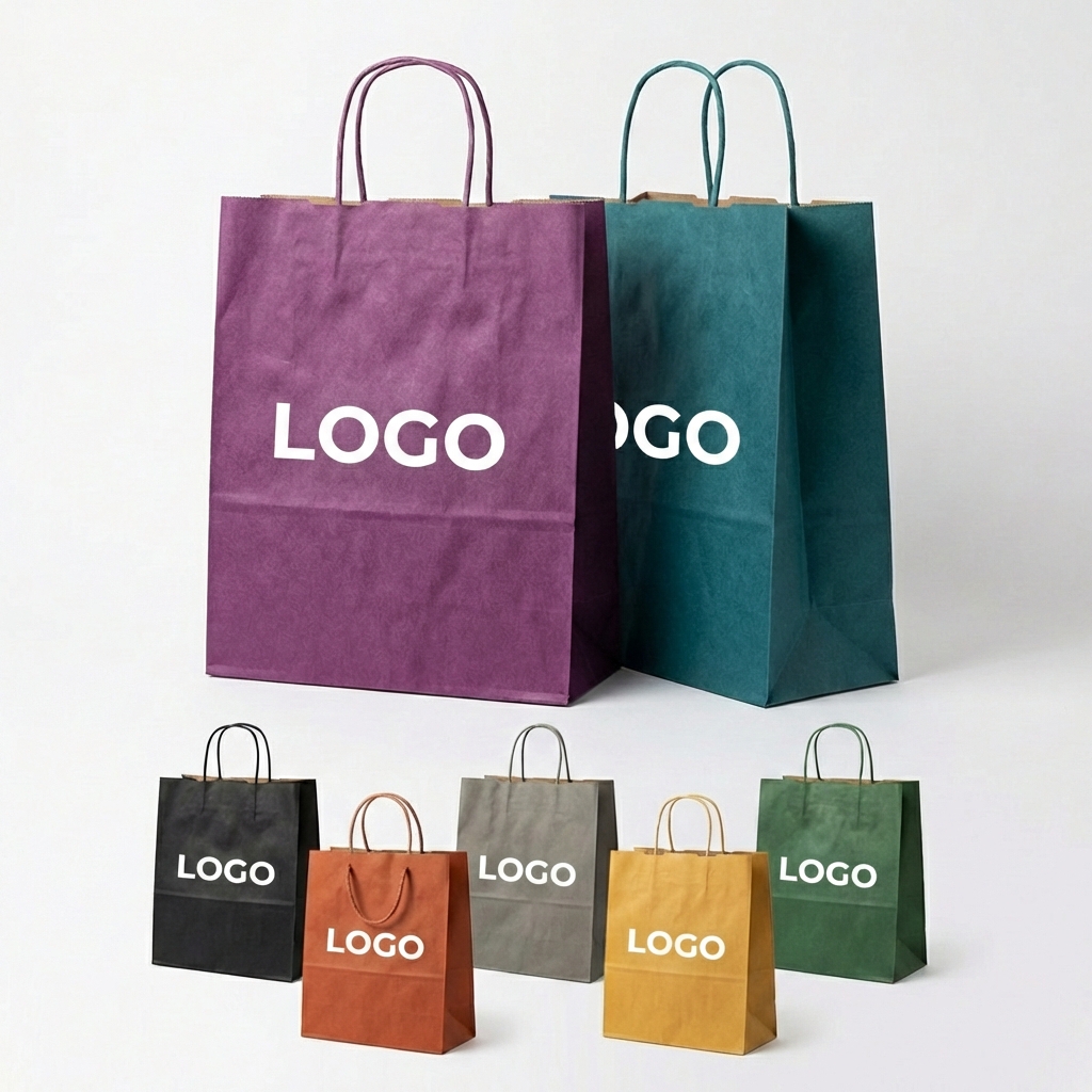 Heavy-Duty Colored Kraft Paper Gift Bags with Reinforced Twisted Handles