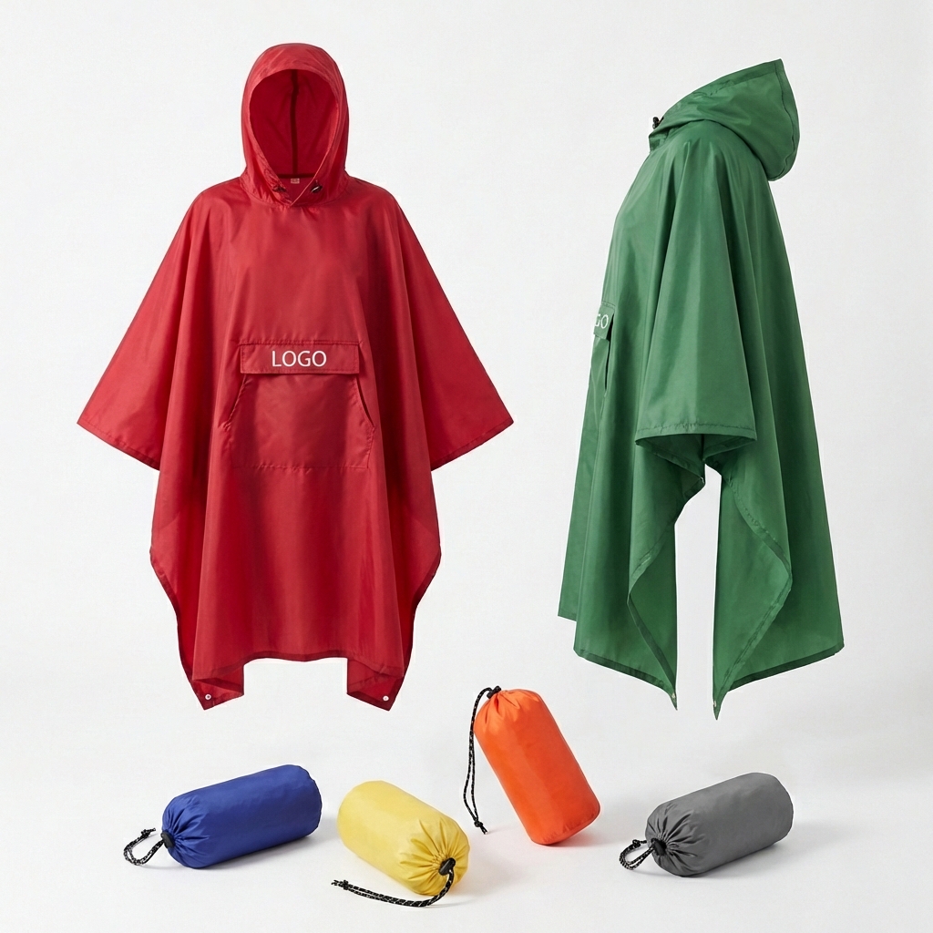 Water-Repellent Ripstop Polyester Hooded Poncho with Backpack Coverage