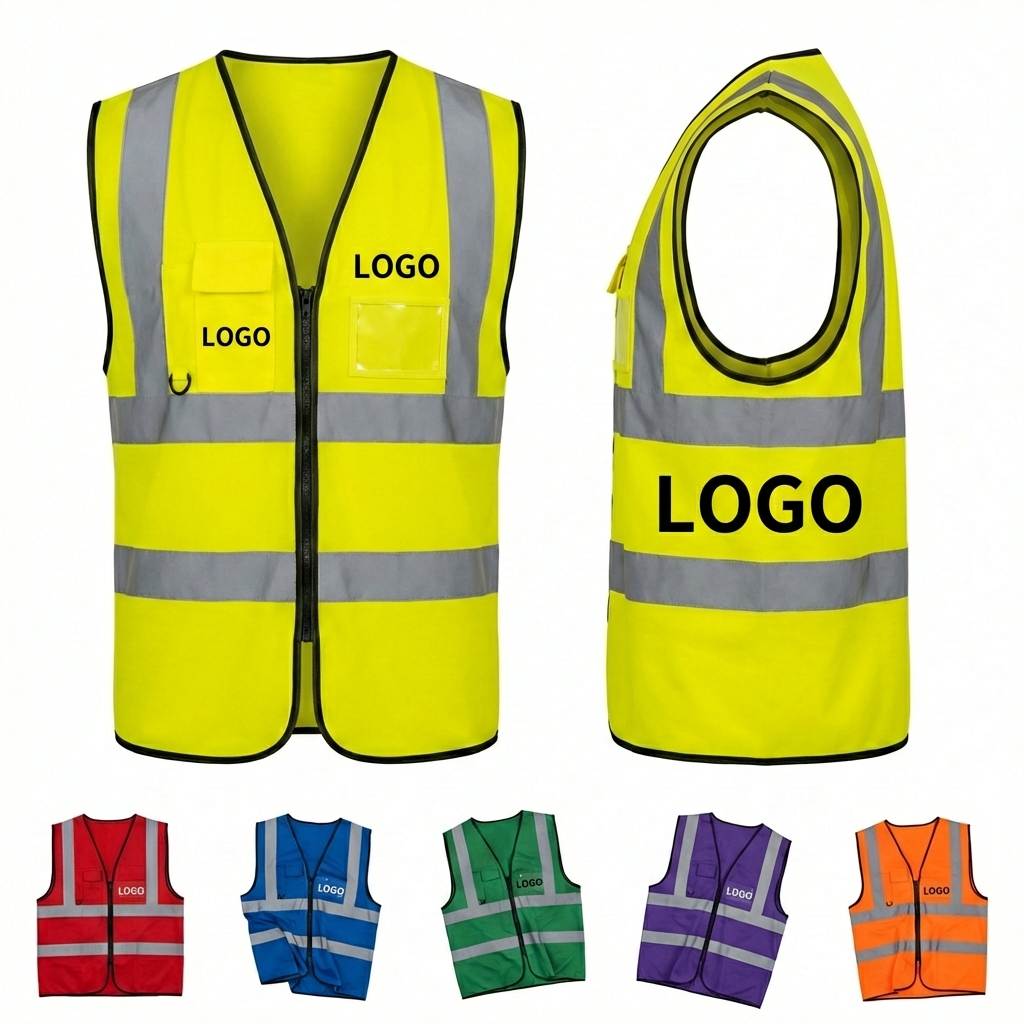 Professional Multi-Pocket Zippered Reflective Safety Vest with Utility Rings