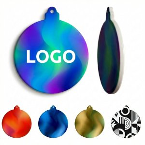 Round Acrylic Vibrant Holiday Ornament with Laser-Cut Detail