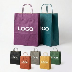 Heavy-Duty Colored Kraft Paper Gift Bags with Reinforced Twisted Handles