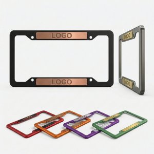 Aluminum Alloy Slotted License Plate Holder with Metal Nameplates
