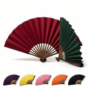 Classic Bamboo Folding Hand Fan with Solid Color Paper Surface